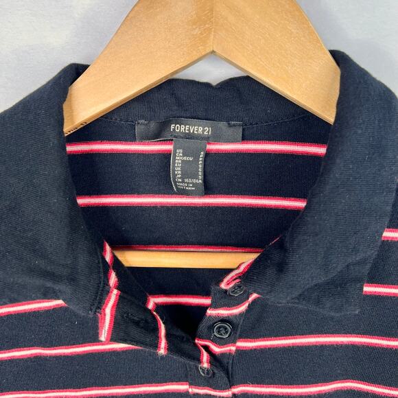 Forever 21 Cropped Stripe Polo Shirt Small - Picture 3 of 6